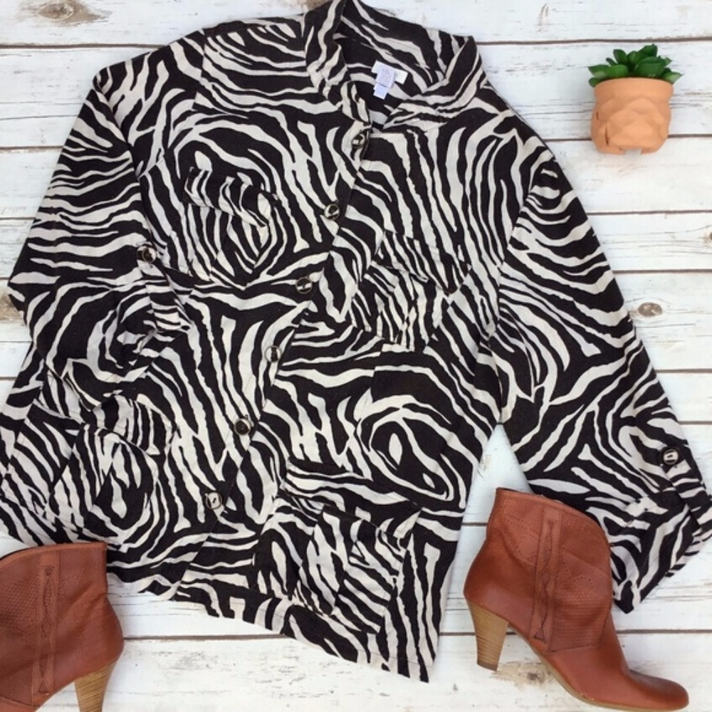 Chico's Animal Zebra Print Jacket or Top Size 2